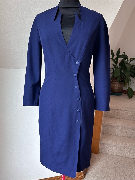 Thierry Mugler Dresses & Skirts - Vintage Iconic Collectible Thierry Mugler Dress 90s Made in France 100% Wool S